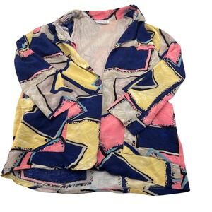 Studio C Abstract Geometric Print Blazer Jacket Women's size Small 80s Vintage